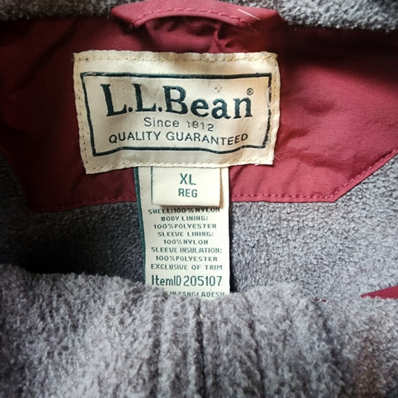 Mens L.L. Bean Red Bomber Thinsulate Jacket Size XL - Picture 5 of 8